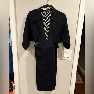 Vintage 60’s/70’s Black Mary Dobbs Union Made Belted Dress Women’s Size Medium